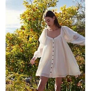 Free People Elegant Cream Button-Down Dress